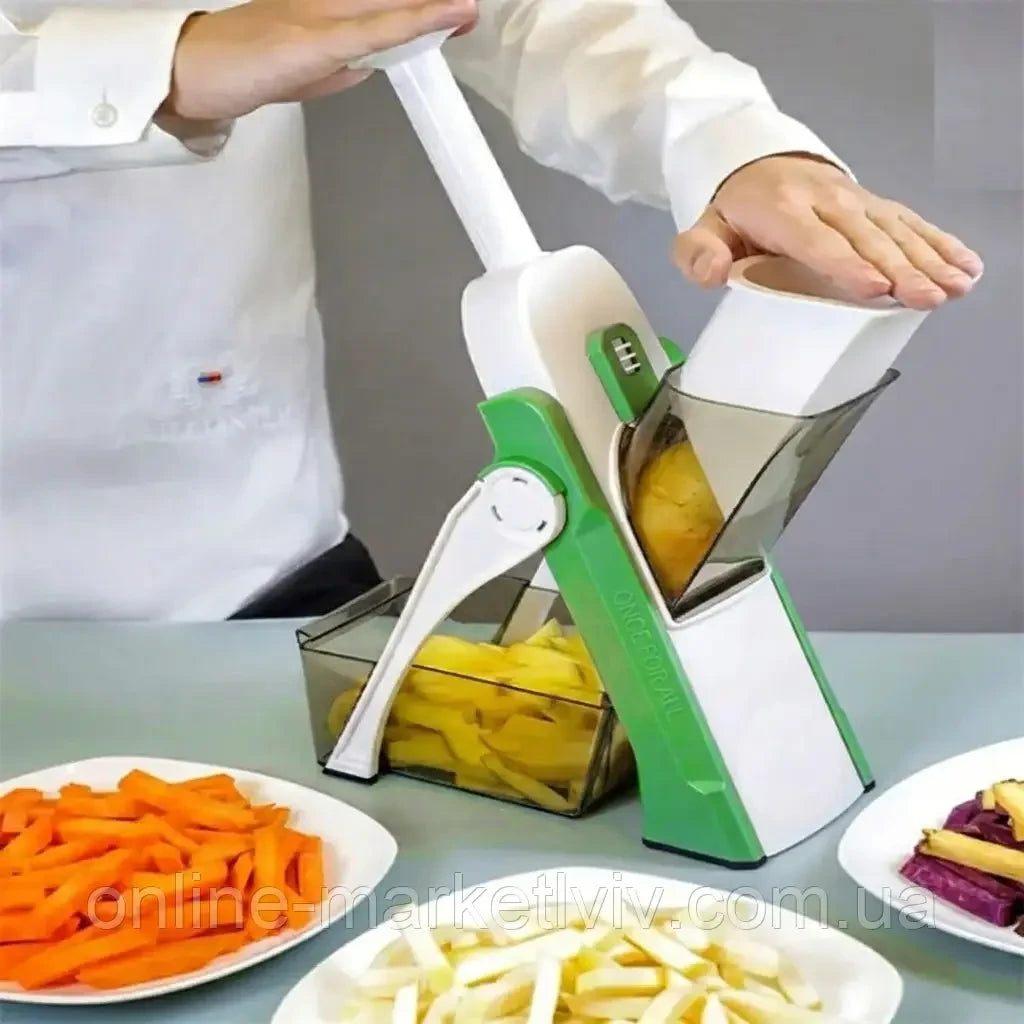 Мультислайсер для овочів, Brava Spring Slicer, Зелений / Овочерізка ручна / Кухонний слайсер для овочів