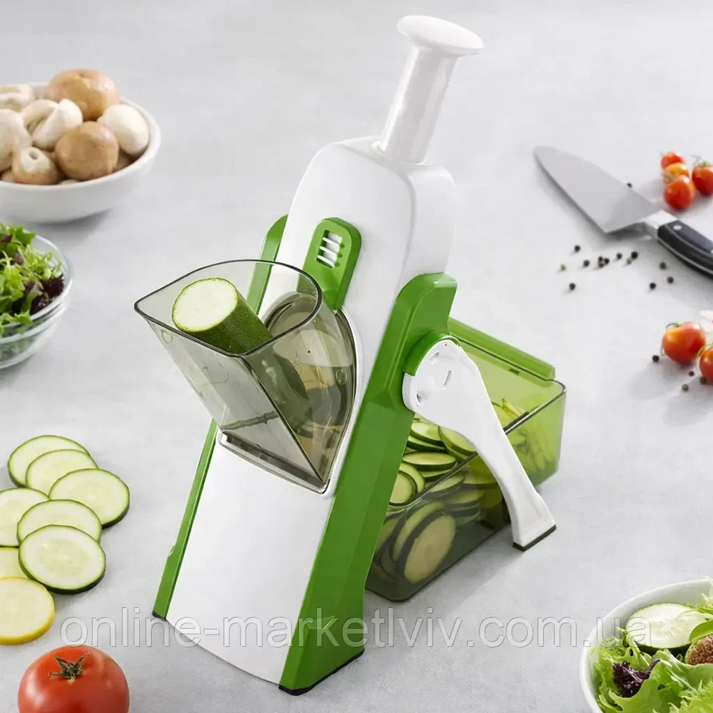 Мультислайсер для овочів, Brava Spring Slicer, Зелений / Овочерізка ручна / Кухонний слайсер для овочів