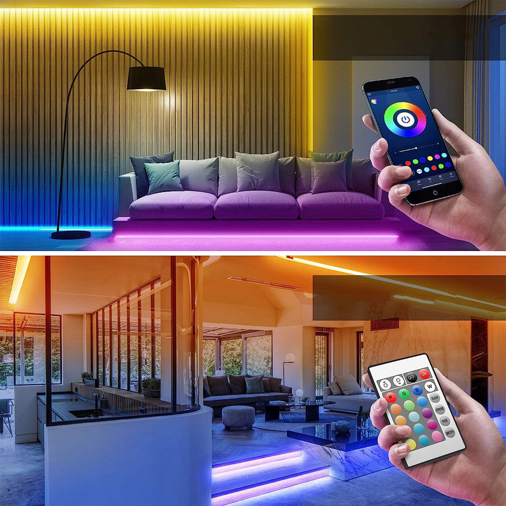 Світлодіодна LED стрічка 5м, від USB + пульт, Bluetooth, RGB / Лед підсвітка в кімнату / Самоклеюча RGB стрічка