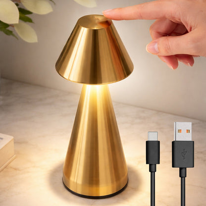 Настольная лампа аккумуляторная 23х9см, USB, SD-018, Золотистый / Сенсорный светильник на стол / Портативная LED лампа