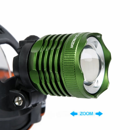Налобний ліхтар + 2 акумулятори, Zoom, USB, Police 2189-T6, Зелений / Ліхтарик на лоб / Світлодіодний ліхтар на голову
