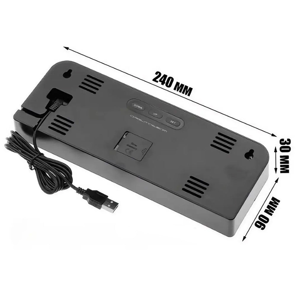 Годинник настільний від USB +батарейки (24х9х3см) GH0707, Чорний / Електронний годинник настінний / Led годинник на стіну