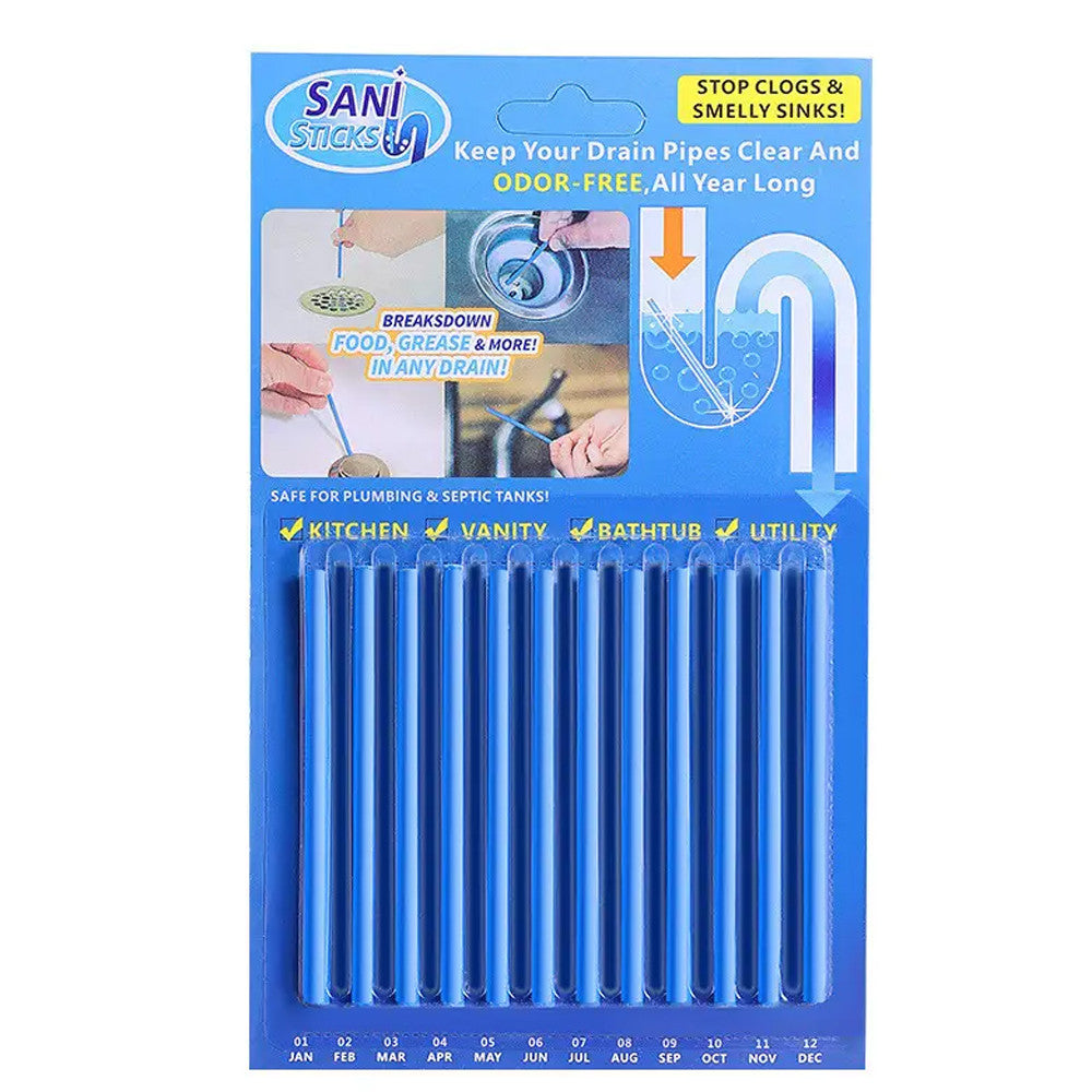 Палички для очищення водосткових труб Sani Sticks, Блакитний / Засіб для очищення труб, каналізації / Палички для очищення зливу