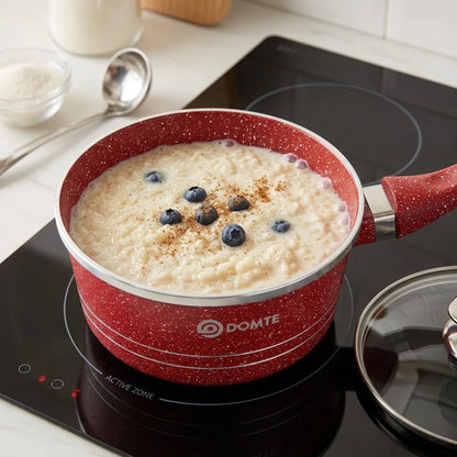 Набір каструль + сковорода 4шт+ рукавичка, 2 лопатки, (16см, 28см, 32см, 28см), Червоний / Набір посуди з антіпригарним покриттям