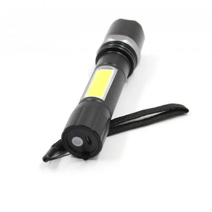 Ручний ліхтар акумуляторний з ZOOM, USB, 9626-XPE+COB, Чорний / Світлодіодний ліхтарик / Тактичний ліхтарик ручний
