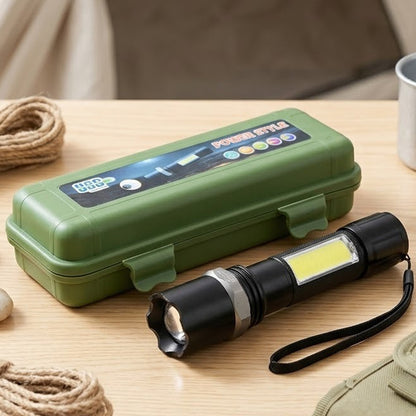 Ручний ліхтар акумуляторний з ZOOM, USB, 9626-XPE+COB, Чорний / Світлодіодний ліхтарик / Тактичний ліхтарик ручний