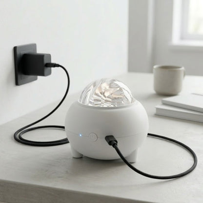 Диско-шар лазерний від USB, Bluetooth, MP3, 11х9.4 см, Білий / Світлодіодний нічник музичний / Проектор зоряного сяйва