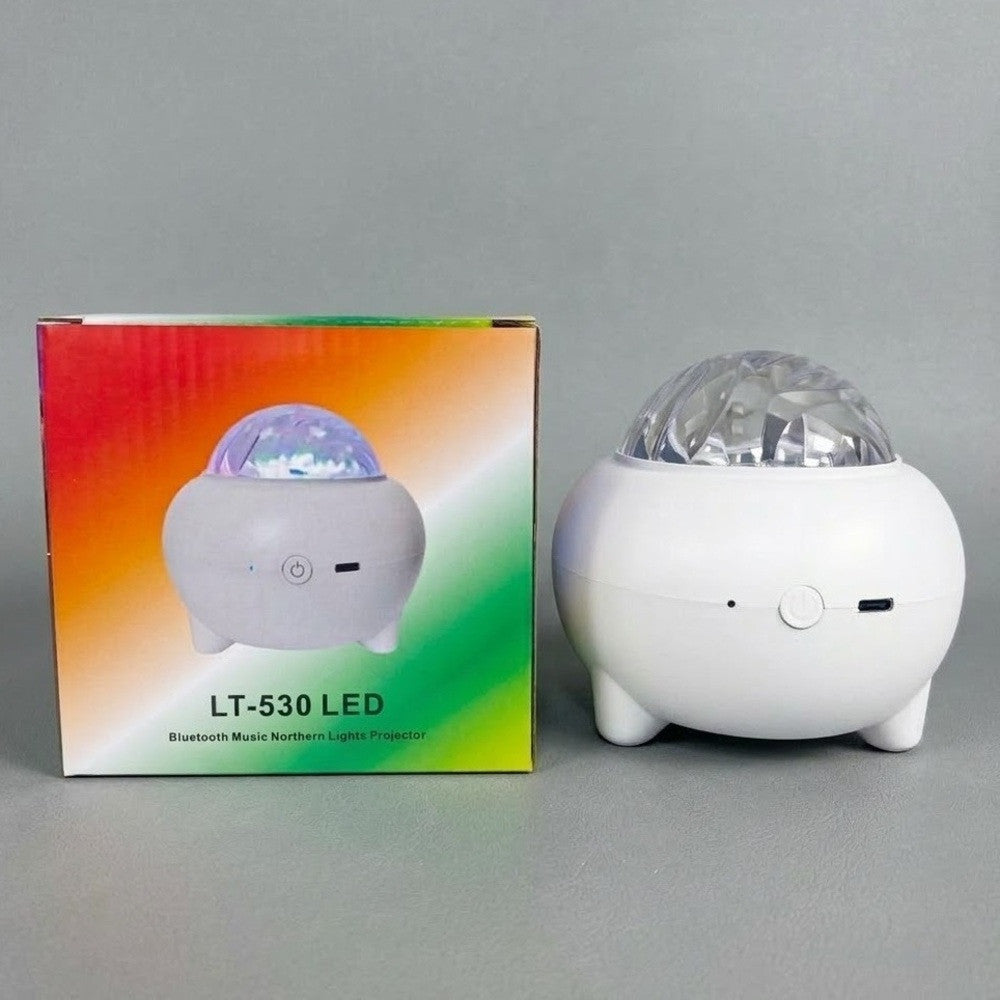 Диско-шар лазерний від USB, Bluetooth, MP3, 11х9.4 см, Білий / Світлодіодний нічник музичний / Проектор зоряного сяйва