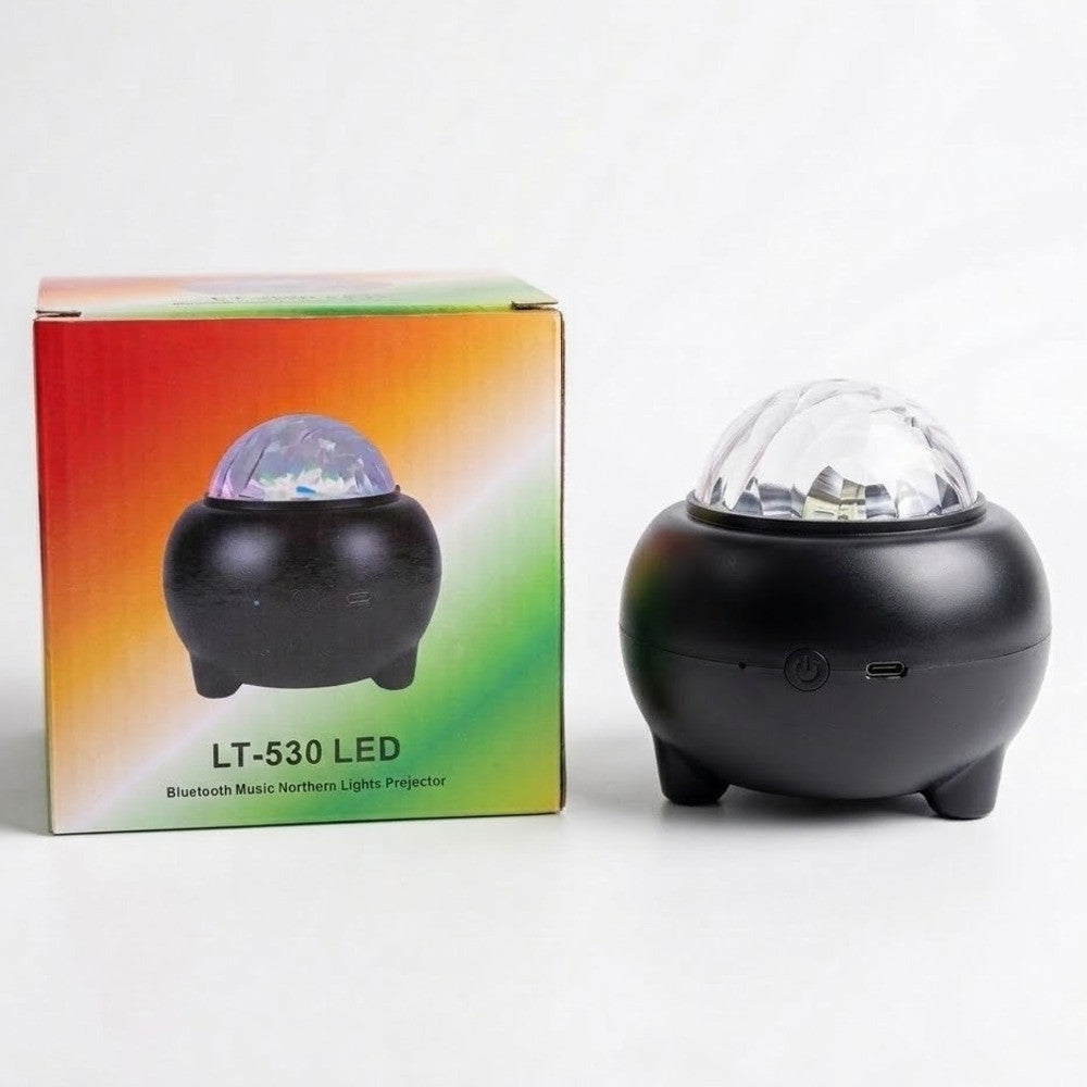 Диско-шар лазерний від USB, Bluetooth, MP3, 11х9.4 см, Білий / Світлодіодний нічник музичний / Проектор зоряного сяйва