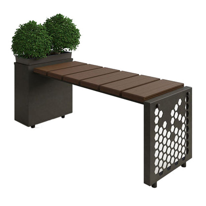 Лавка зі скринею та горщиком 119х38х46 см, сталь та дерево, Moderna ECO Plus-S / Лавка вулична з ящиком / Садова Лавка