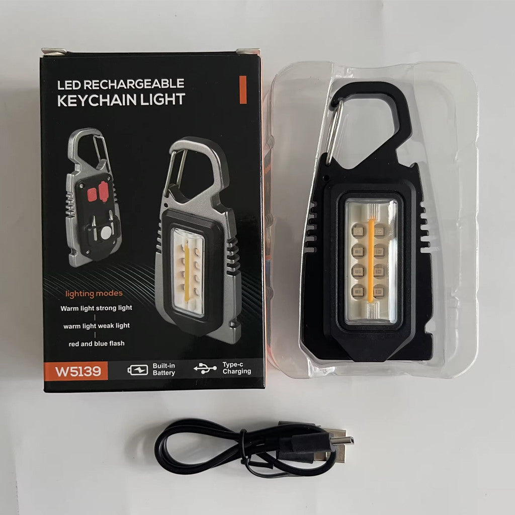 Міні ліхтар брелок з USB та карабіном, 8 LED, / Портативний світлодіодний ліхтарик на ключі