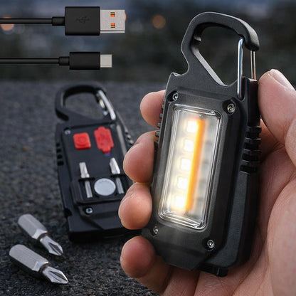 Міні ліхтар брелок з USB та карабіном, 8 LED, / Портативний світлодіодний ліхтарик на ключі