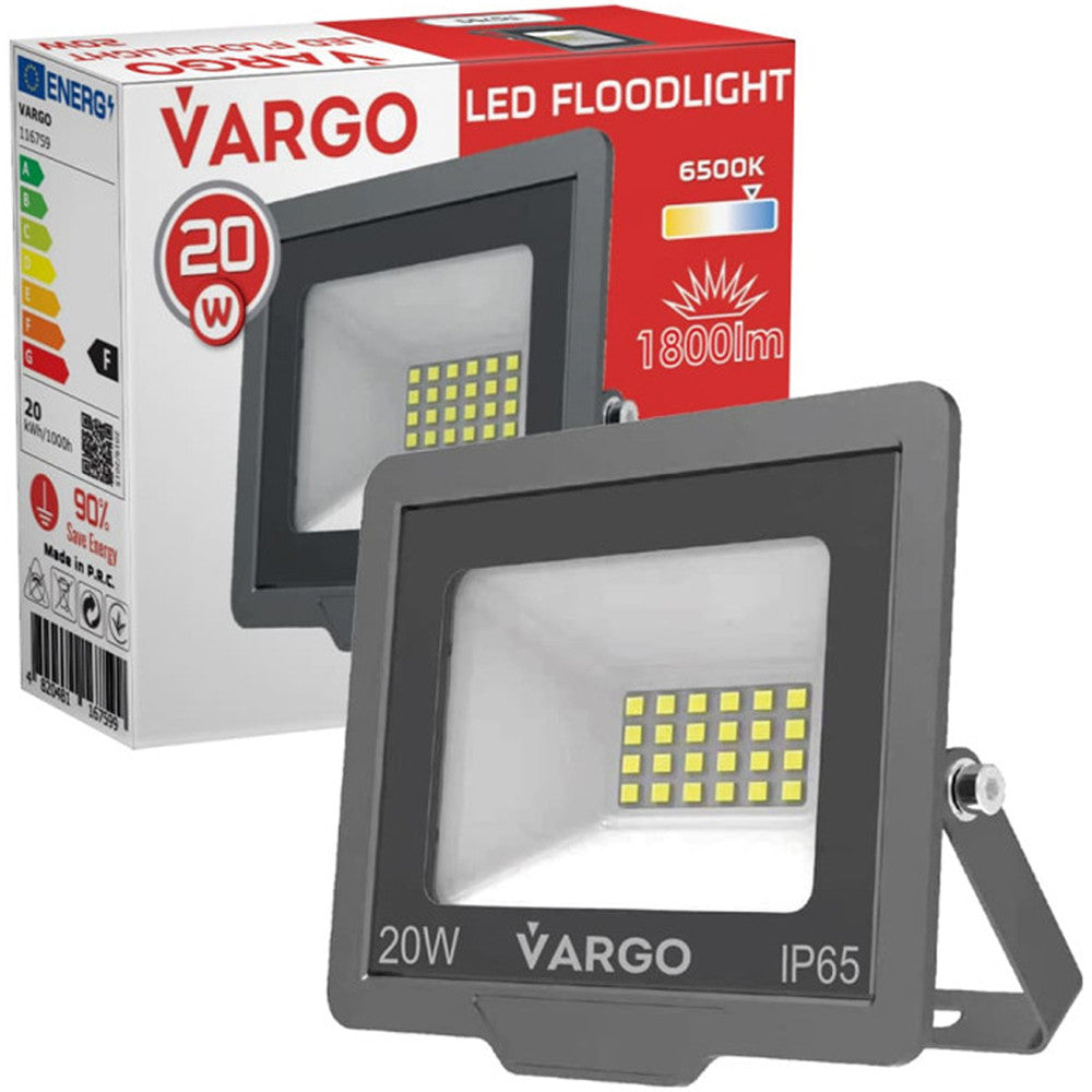 Світлодіодний LED прожектор 20W, 220V, 1800lm, 6500K, VARGO NOVA / Прожектор LED / Вуличний лед прожектор / Ліхтар-прожектор