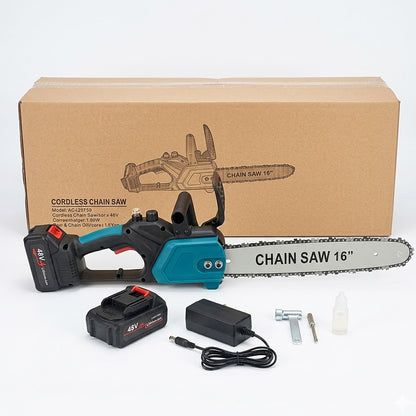 Акумуляторна ланцюгова пила 16", 48V +2АКБ Chain Saw, Жовтий / Акумуляторна бензопила з шиною 40 см для дерева, саду, дачі