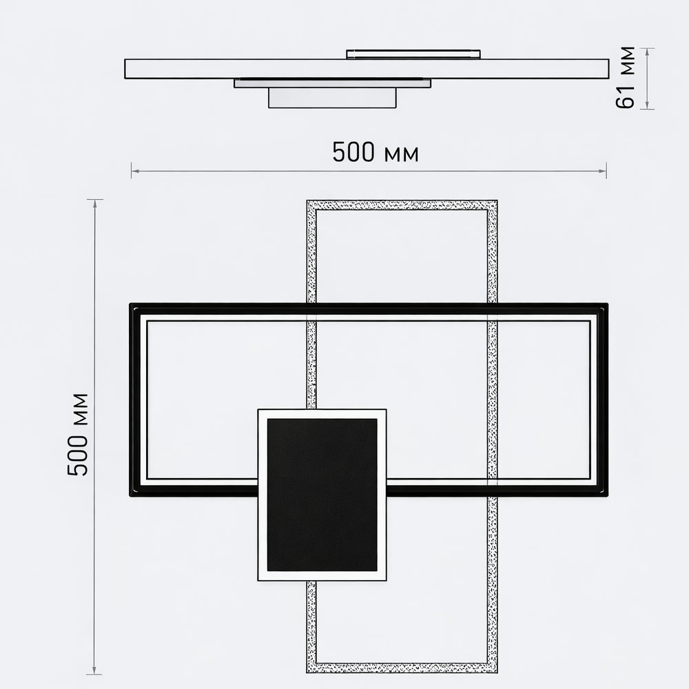 Смарт люстра світлодіодна, пульт ДК, 90Вт, 50x50x6.1см, LAMPARAS 3L, Чорно-білий / Світлодіодний світильник / Світлодіодна LED люс