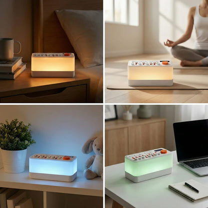 Генератор білого шуму зі звуками природи 3в1 (білий шум + Bluetooth колонка + RGB нічник), Білий / Блютуз колонка нічник