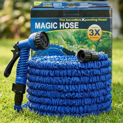 Шланг для поливу 52,5 м, з розпилювачем Magic Hose, Синій / Садовий шланг поливочний / Шланг, що розтягується
