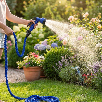 Шланг для поливу 52,5 м, з розпилювачем Magic Hose, Синій / Садовий шланг поливочний / Шланг, що розтягується