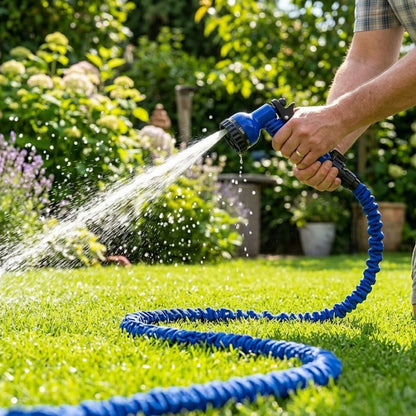 Шланг для поливу 52,5 м, з розпилювачем Magic Hose, Синій / Садовий шланг поливочний / Шланг, що розтягується