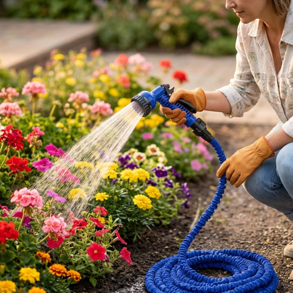 Шланг для поливу 30м з розпилювачем, Magic Hose, Синій / Шланг садовий, що розтягується / Поливочний шланг