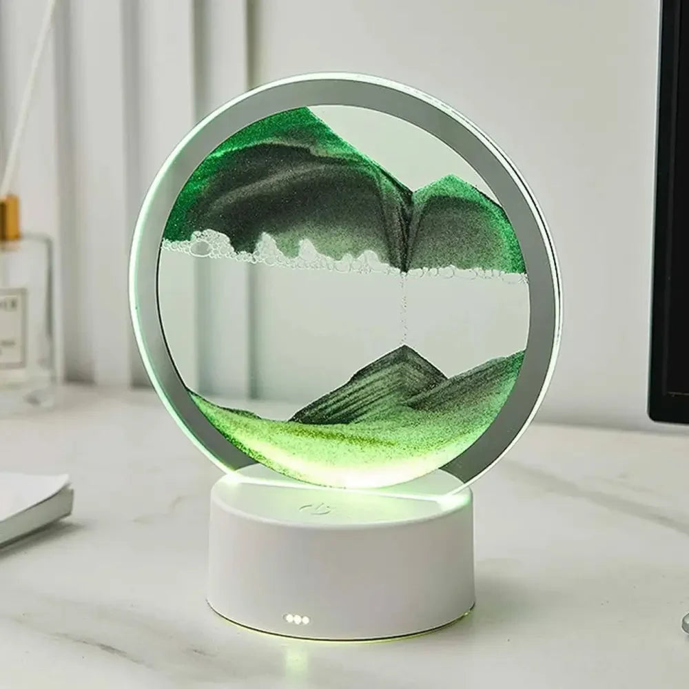 Настільна LED лампа Пісочний годинник, 3D Sand Painting від USB або батарейок, / Декоративний RGB нічник-світильник