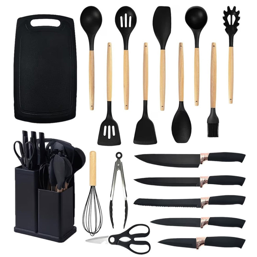 Набір кухонного приладдя, 19 предметів Kitchen Set, Чорний / Набір для кухні / Кухонний набір приладів
