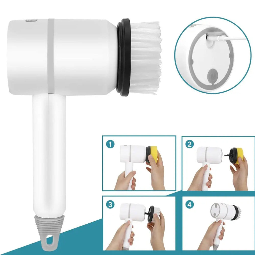Акумуляторна щітка для прибирання від USB та 3 насадки, Cleaner brush, / Багатофункціональна електрощітка