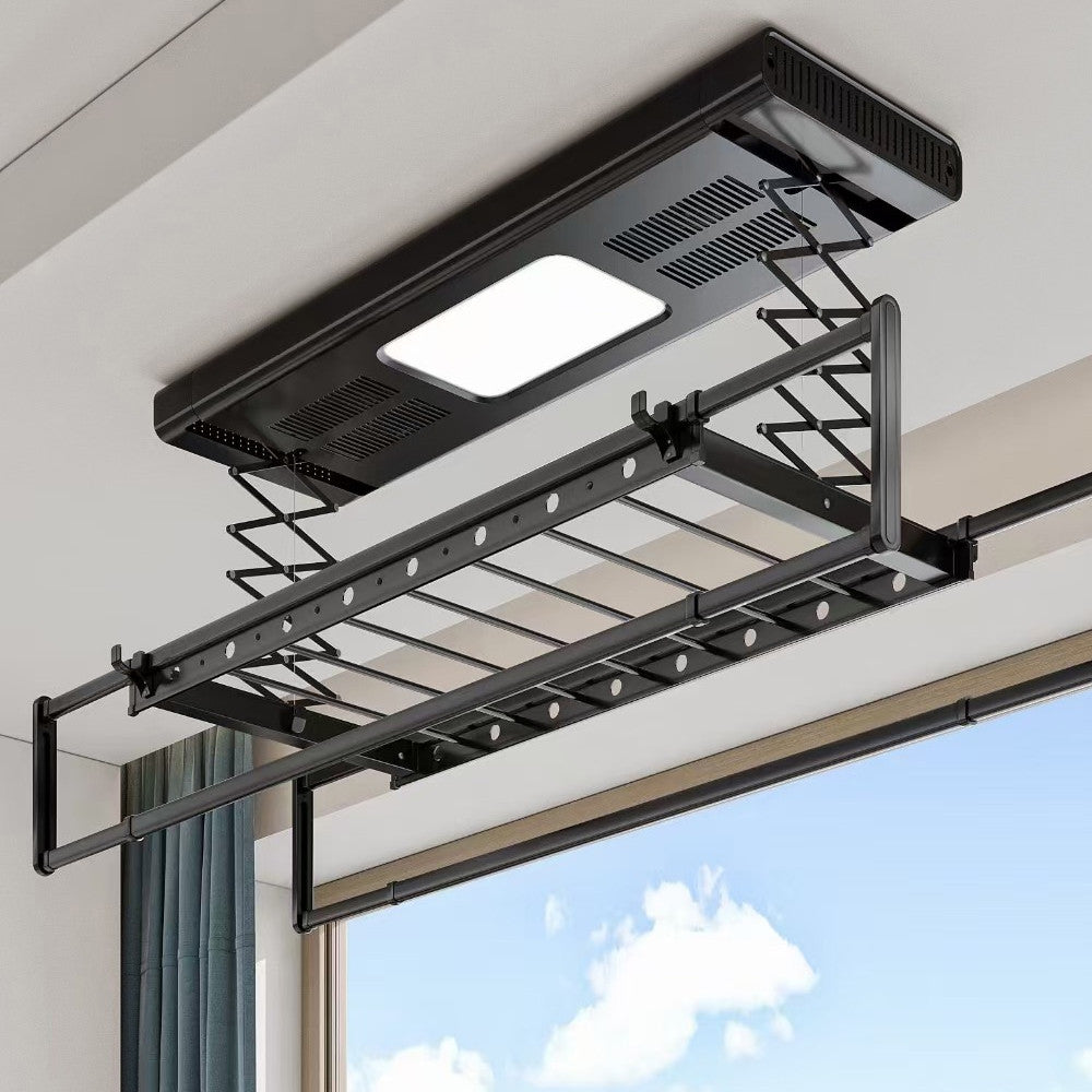 Розумна стельова електрична сушарка для білизни 90Вт, 35кг, LED, UV, пульт, Bluetooth, / Підйомна сушарка на балкон