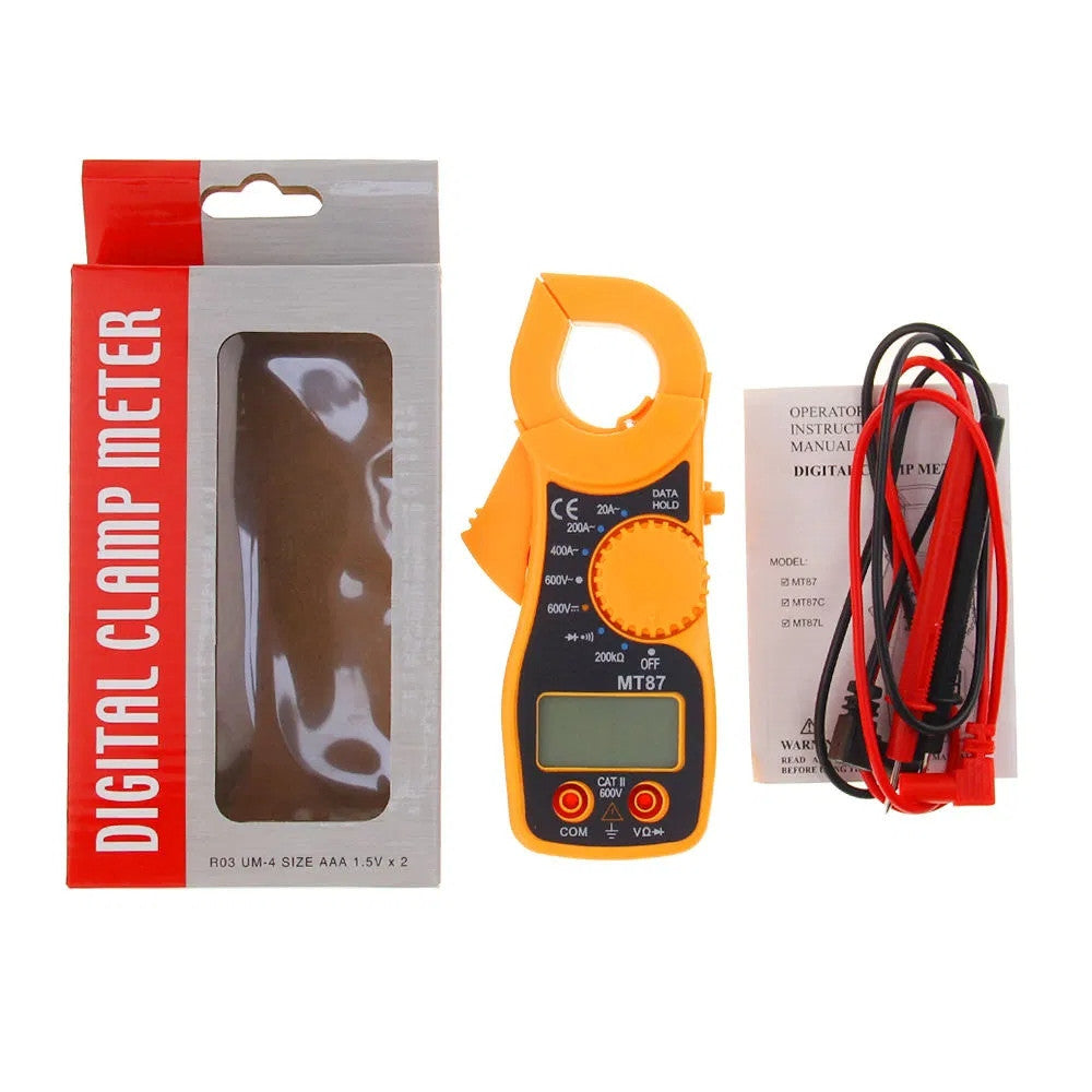 Струмовимірювальні кліщі, від батарейок, MT-87, Помаранчевий / Цифровий мультиметр / Тестер для вимірювання напруги / Токові кліщі