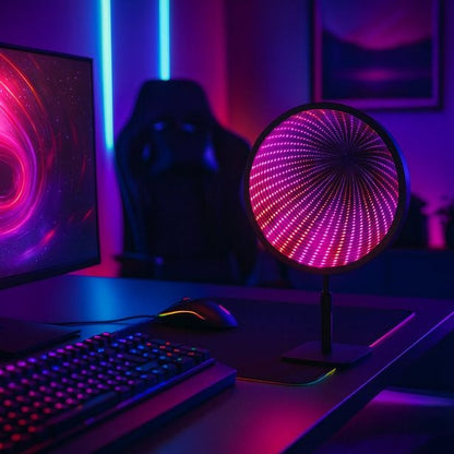 Настільна лампа-торшер RGB, KBB-25, USB, Чорний / Інтер'єрне освітлення / Нічник із дзеркалом / Світильник нескінченність