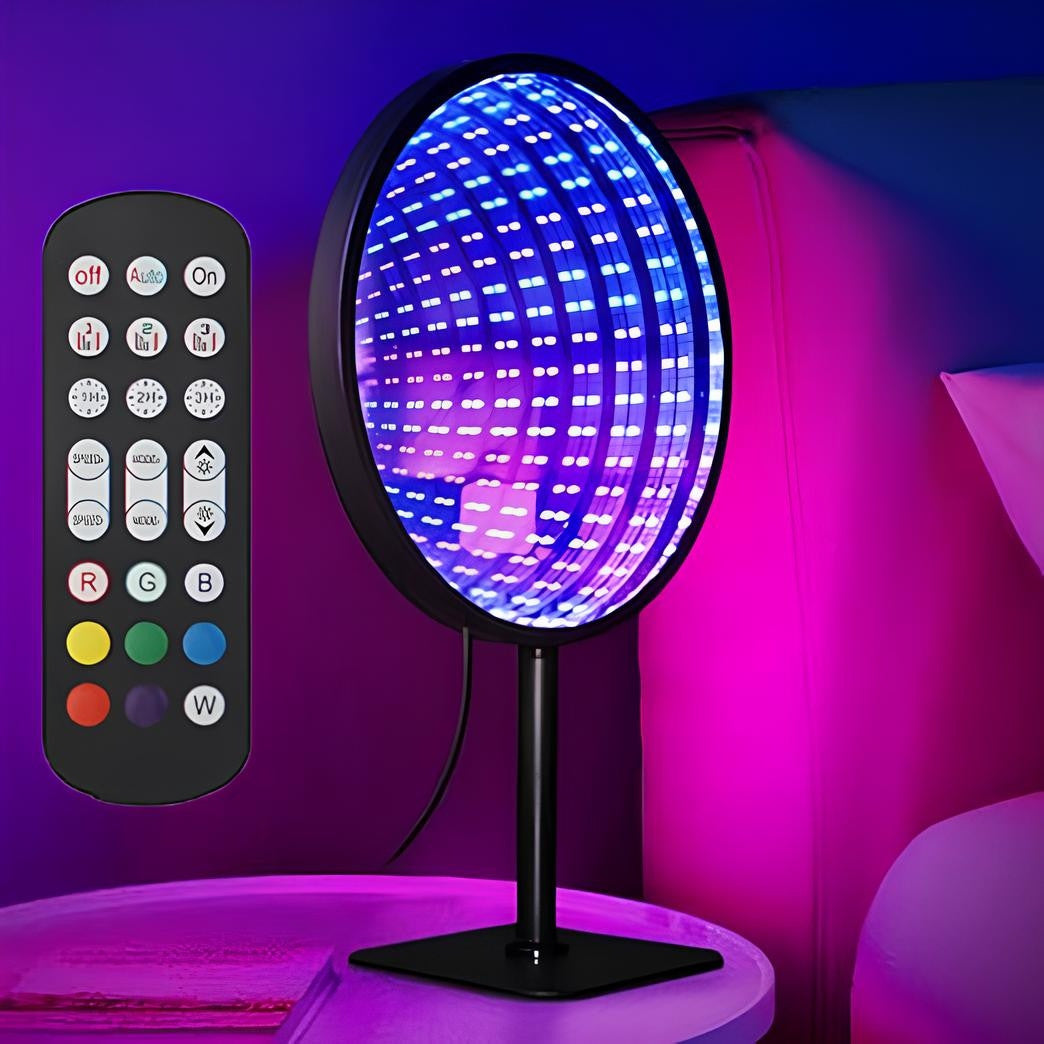 Настільна лампа-торшер RGB, KBB-25, USB, Чорний / Інтер'єрне освітлення / Нічник із дзеркалом / Світильник нескінченність