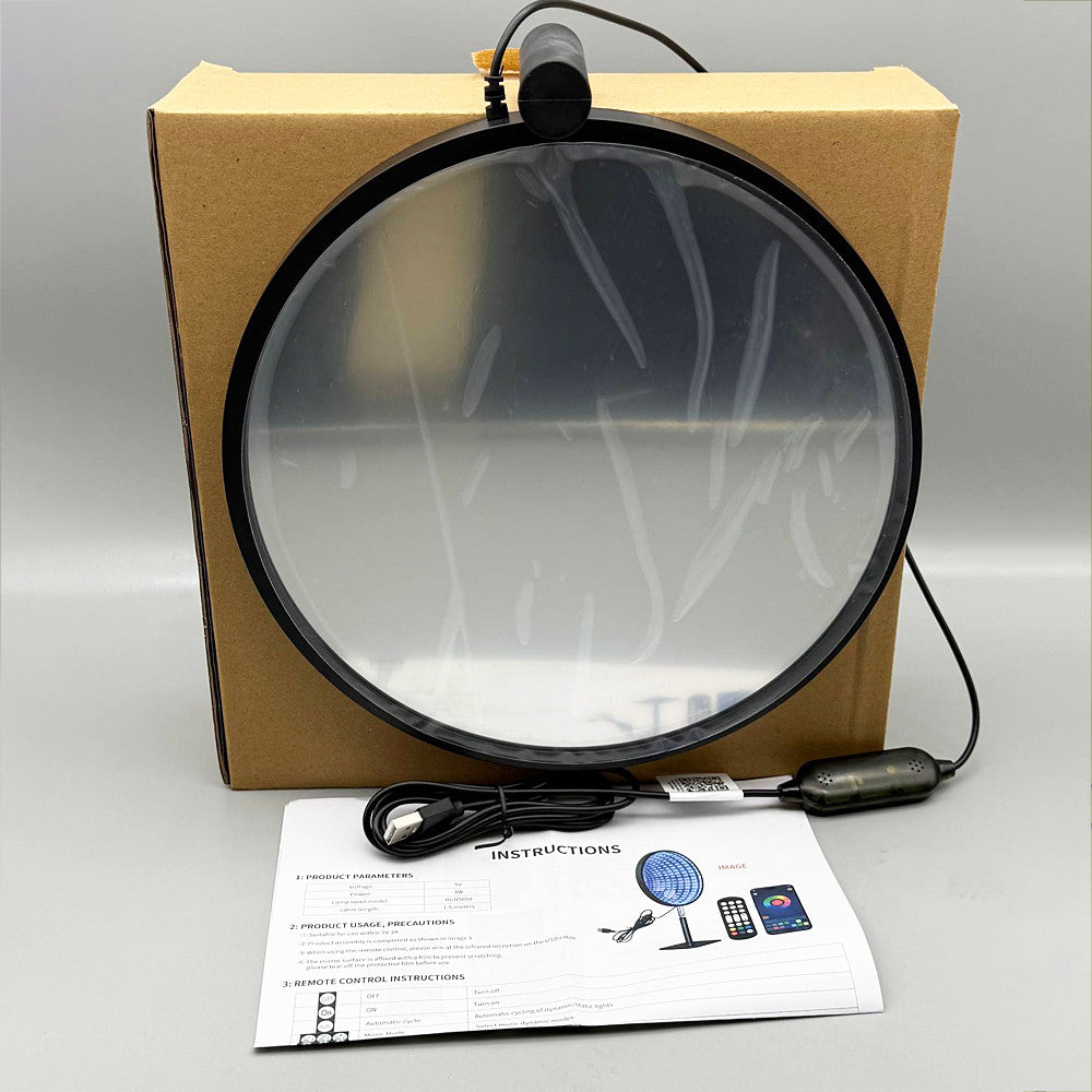 Настільна лампа-дзеркало RGB, Led, USB, KBB-57, Чорний / Нічник-торшер / Інтер'єрне освітлення / Кругле дзеркало нескінченності