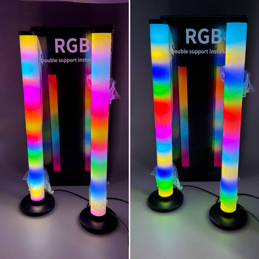 2шт Підлоговий  RGB світильник 42см +пульт, USB, Bluetooth, KBB-3A, Чорний / Атмосферний настільний LED торшер для ігрової кімнати