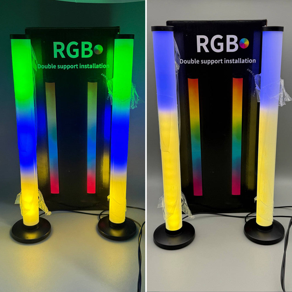 2шт Підлоговий  RGB світильник 42см +пульт, USB, Bluetooth, KBB-3A, Чорний / Атмосферний настільний LED торшер для ігрової кімнати
