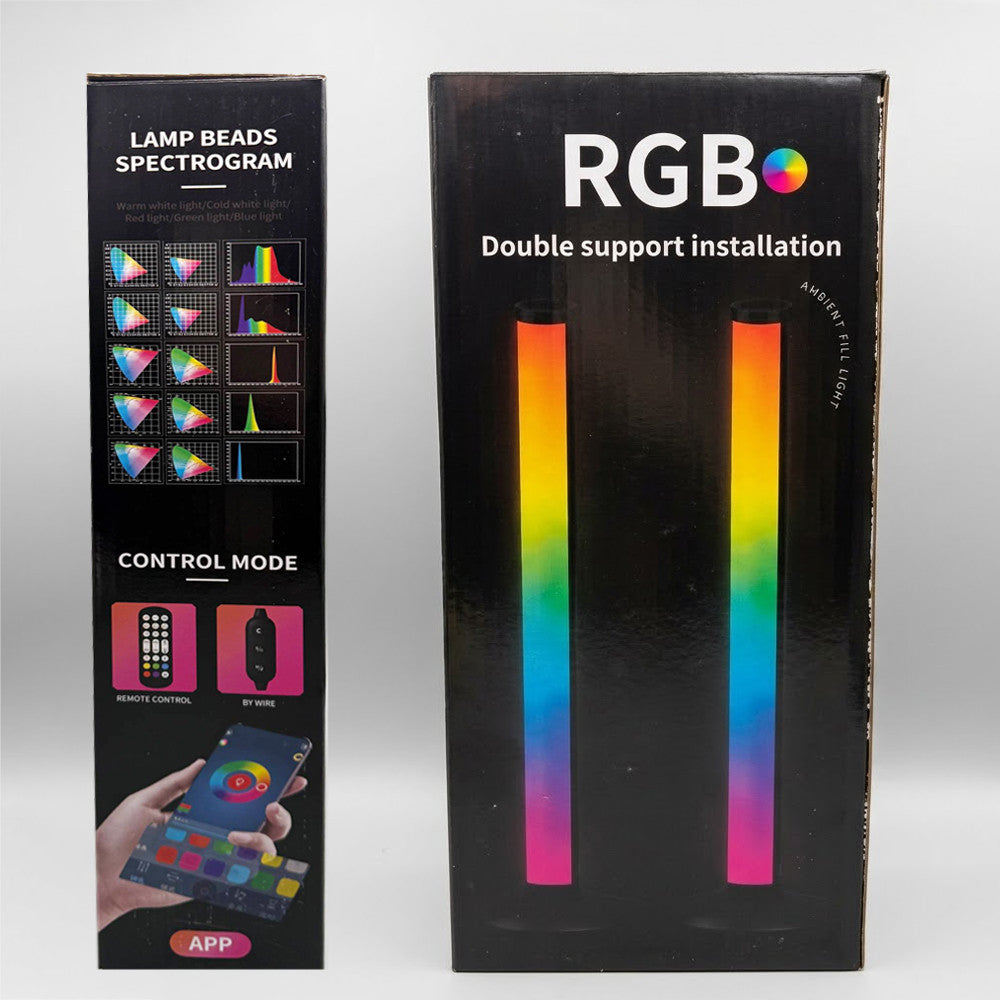 2шт Підлоговий  RGB світильник 42см +пульт, USB, Bluetooth, KBB-3A, Чорний / Атмосферний настільний LED торшер для ігрової кімнати