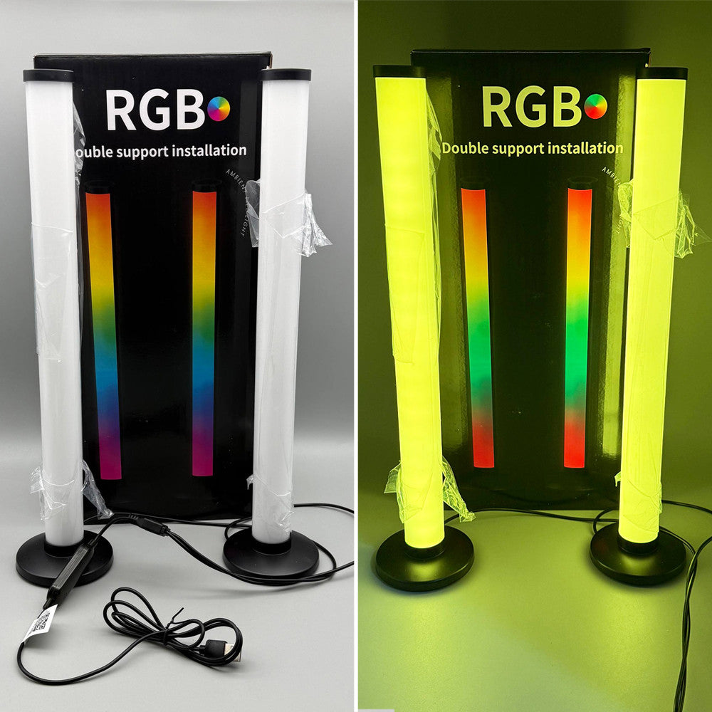 2шт Підлоговий  RGB світильник 42см +пульт, USB, Bluetooth, KBB-3A, Чорний / Атмосферний настільний LED торшер для ігрової кімнати