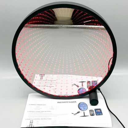 Настільна лампа-дзеркало RGB, Led, USB, KBB-57, Чорний / Нічник-торшер / Інтер'єрне освітлення / Кругле дзеркало нескінченності