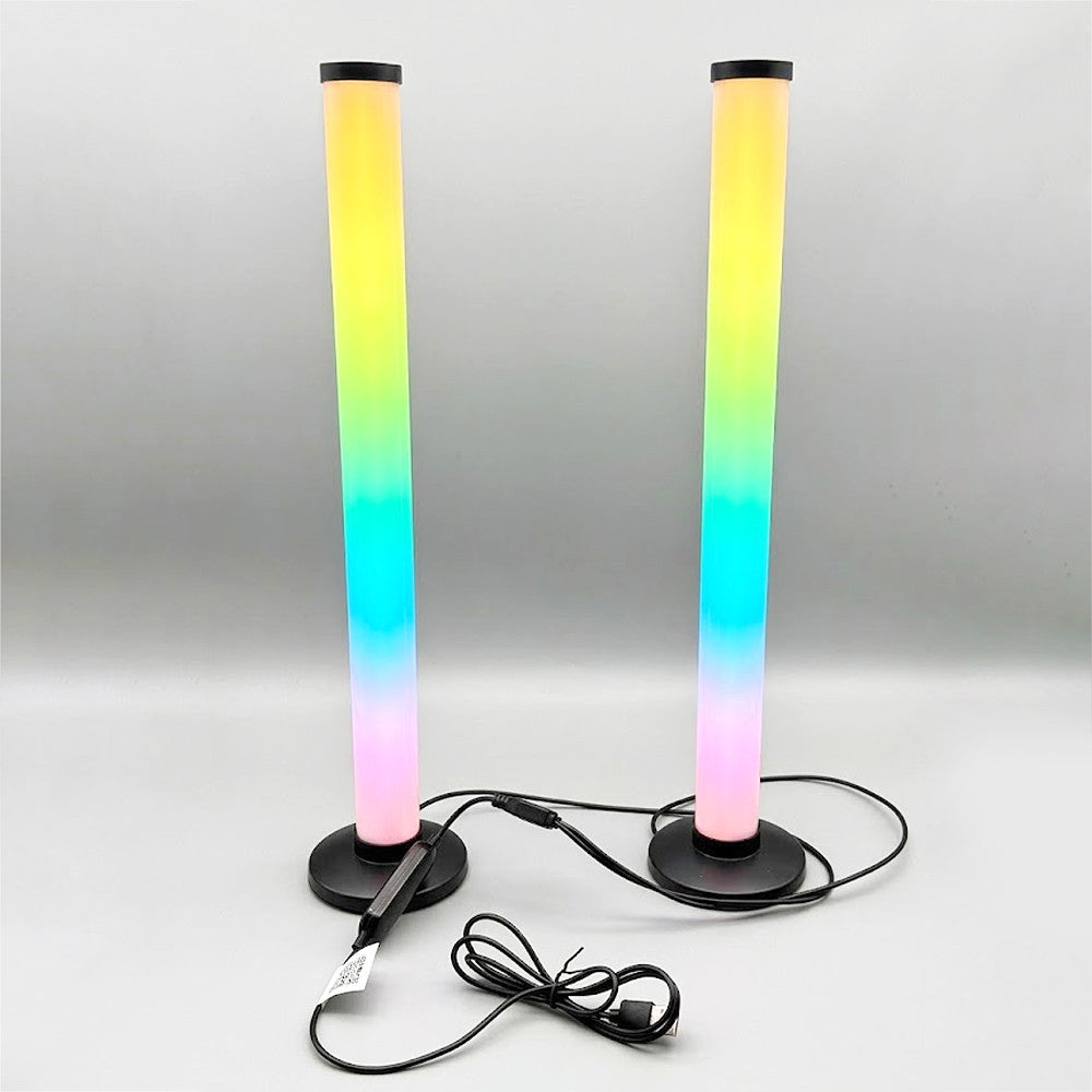 2шт Підлоговий  RGB світильник 42см +пульт, USB, Bluetooth, KBB-3A, Чорний / Атмосферний настільний LED торшер для ігрової кімнати