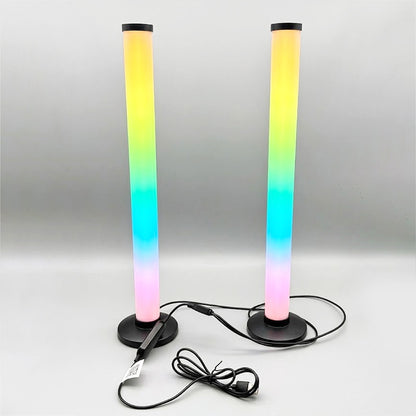 2шт Підлоговий  RGB світильник 42см +пульт, USB, Bluetooth, KBB-3A, Чорний / Атмосферний настільний LED торшер для ігрової кімнати