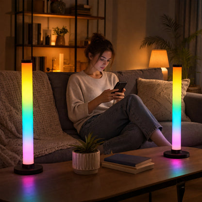 2шт Підлоговий  RGB світильник 42см +пульт, USB, Bluetooth, KBB-3A, Чорний / Атмосферний настільний LED торшер для ігрової кімнати