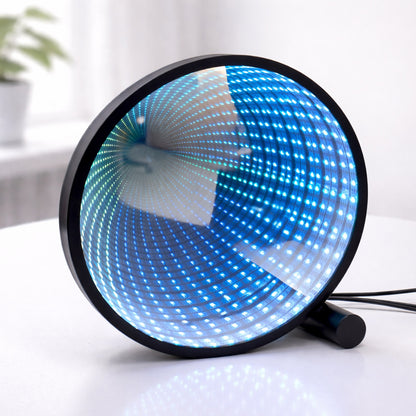 Настільна лампа-дзеркало RGB, Led, USB, KBB-57, Чорний / Нічник-торшер / Інтер'єрне освітлення / Кругле дзеркало нескінченності
