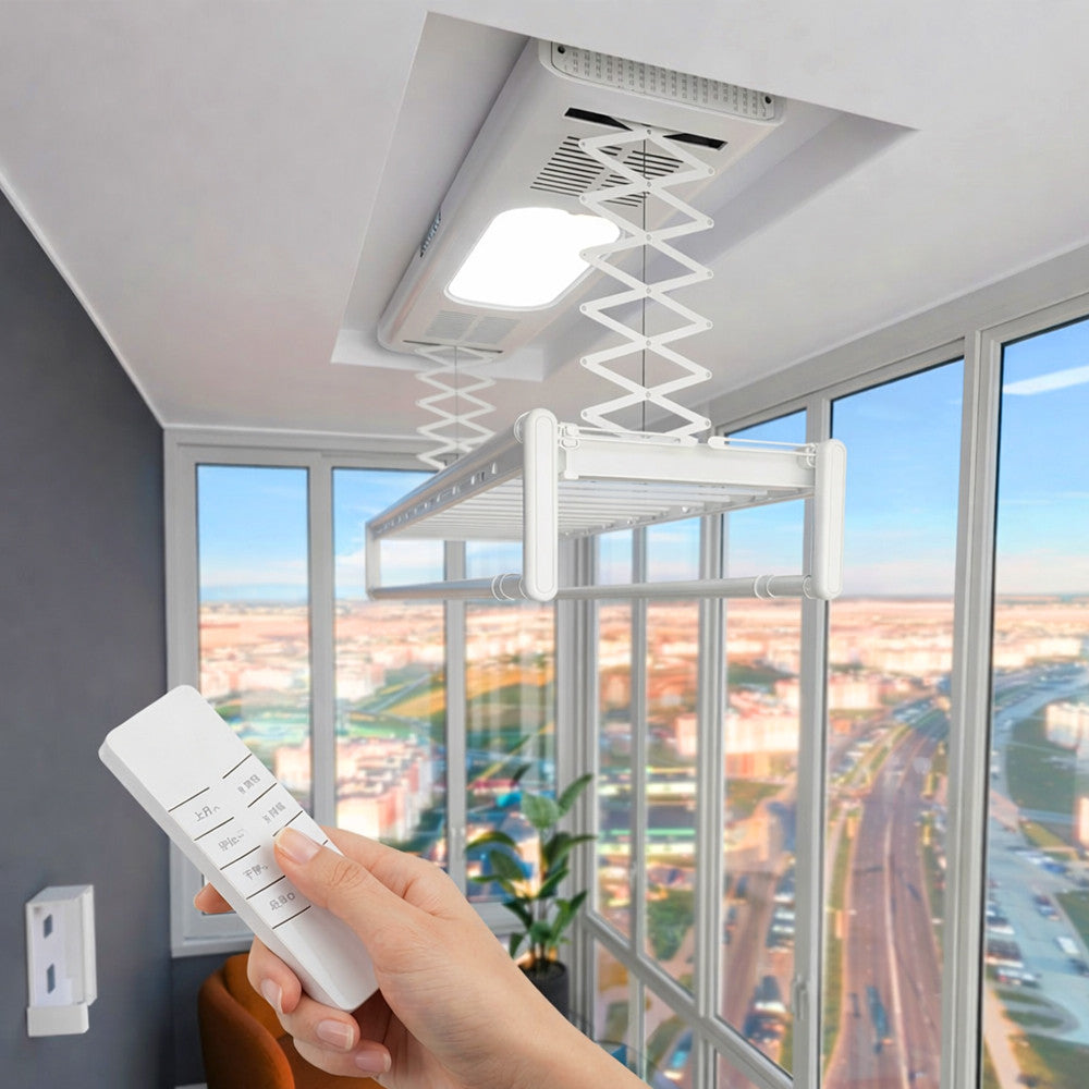 Розумна стельова електрична сушарка для білизни 90Вт, 35кг, LED, UV, пульт, Bluetooth, / Підйомна сушарка на балкон