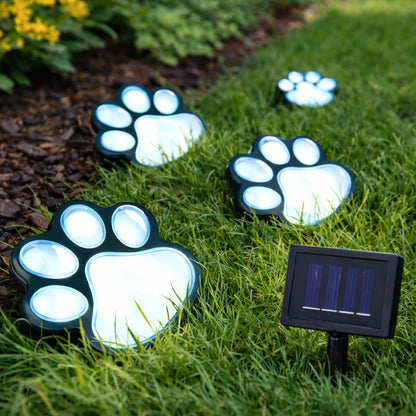 Садовий ліхтарик Лапки на сонячній батареї, 4 шт, Paw Prints Lights DL49, Чорний / Ліхтар для газону