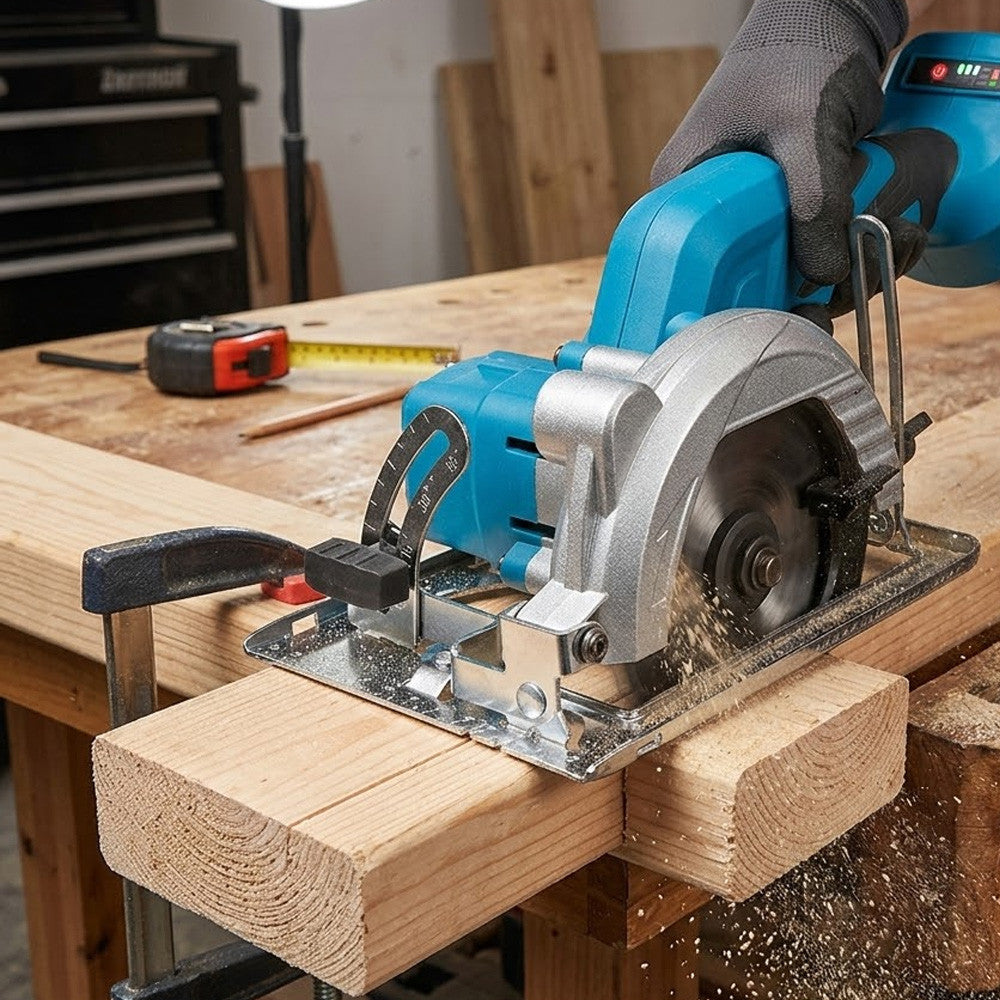 Акумуляторна циркулярна пила, 85 мм + 2 акумулятори, Синя / Дискова пила по дереву / Пила циркулярна ручна