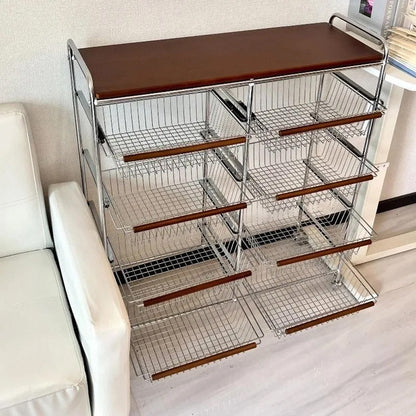 Кухонний стелаж на колесах, 4 ящики, 90×78×29см / Стелаж етажерка у ванну / Полиця на коліщатках
