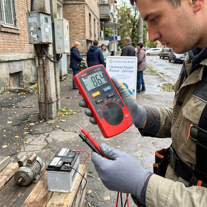Цифровий мультиметр, від батарейки, UT120C, Червоний / Універсальний вольтметр / Електричний тестер напруги