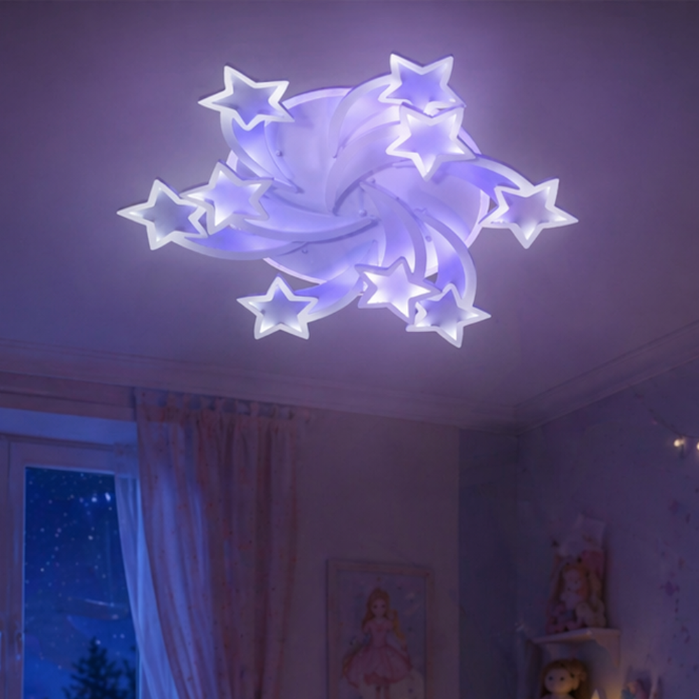Світлодіодна LED люстра з пультом, 150W, 94х12см, 8163/6+3WH / Смарт світильник світлодіодний / LED світильник