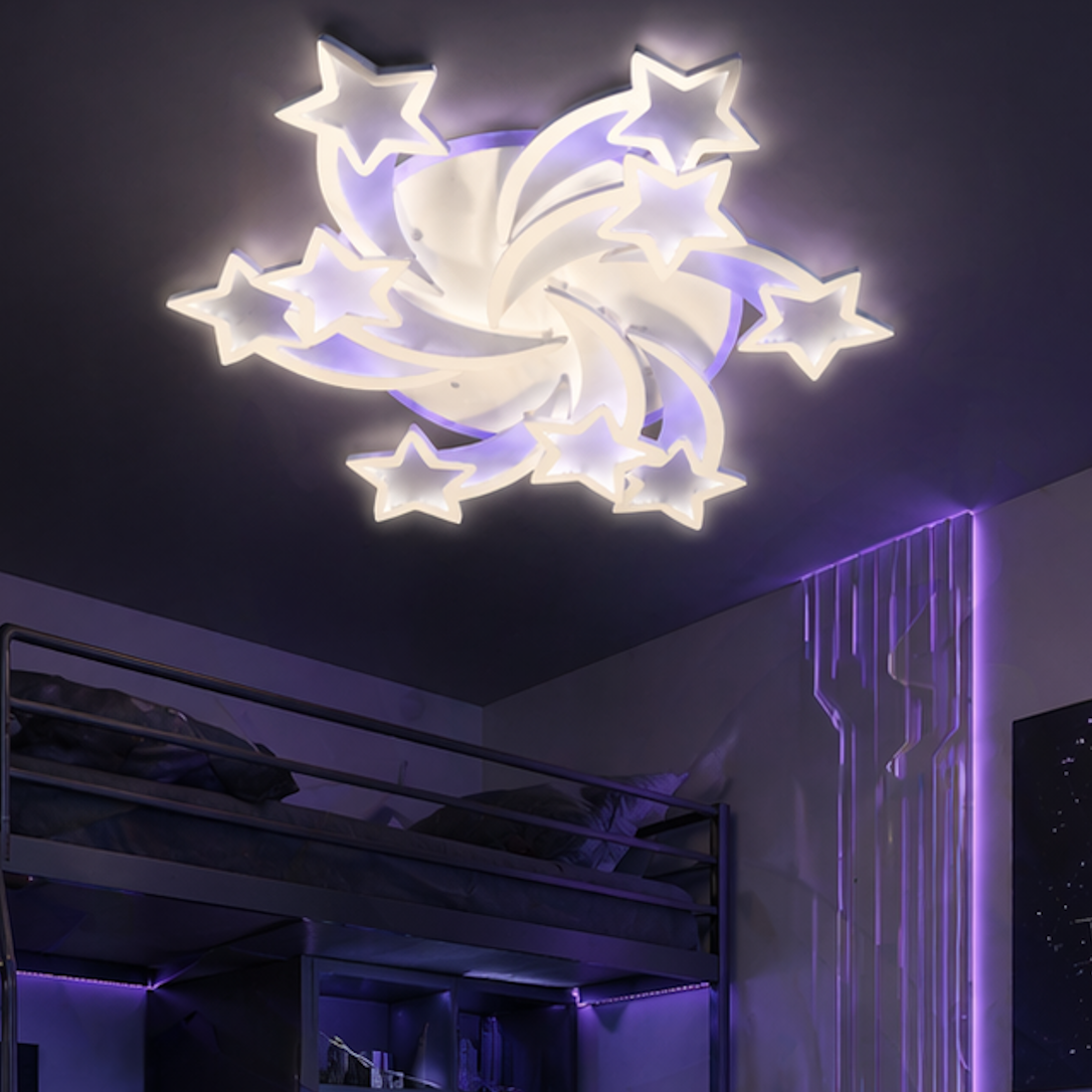 Світлодіодна LED люстра з пультом, 150W, 94х12см, 8163/6+3WH / Смарт світильник світлодіодний / LED світильник