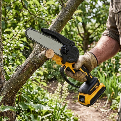 Набір 4в1 (газонокосарка, ланцюгова пила, секатор, повітродувка) +2АКБ 48В, Жовтий / Набір акумуляторного інструменту