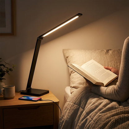 Настільна лампа світлодіодна 5Вт, 3 режими світіння, від USB, Чорна / LED лампа настільна / Світлодіодна лампа для навчання